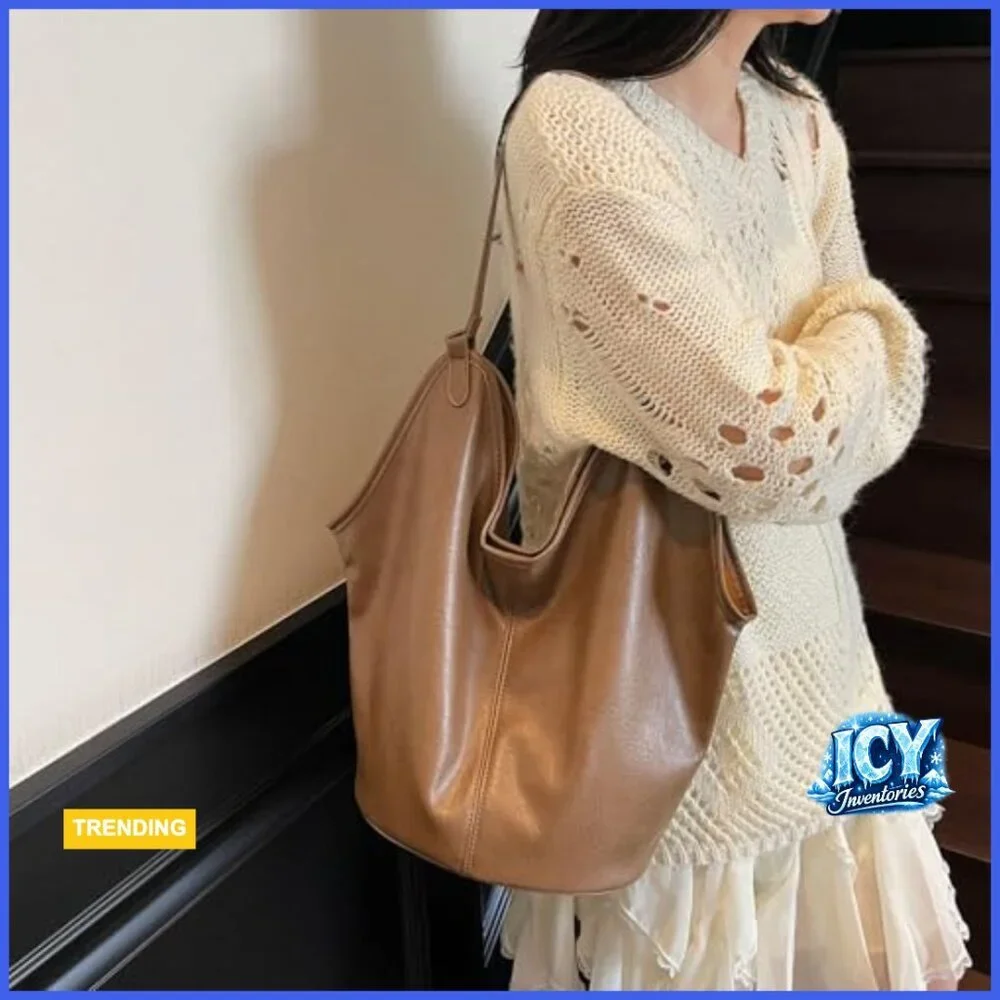 Slouchy Suede Hobo Tote Bag Large Capacity Shoulder Handbag Retro Satchel
